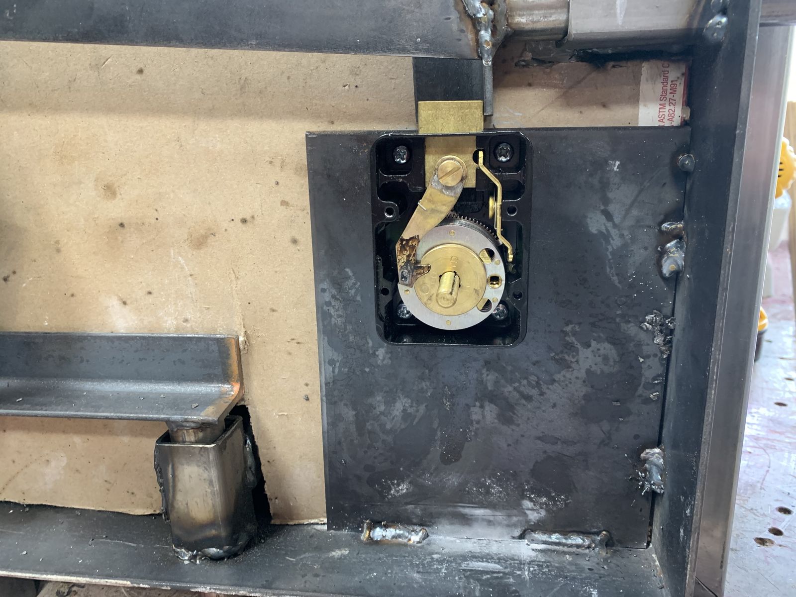 Combination lock mounted.